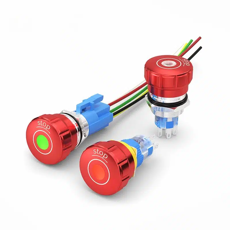 emergency stop switches ip67 safety push button lock bi-color led