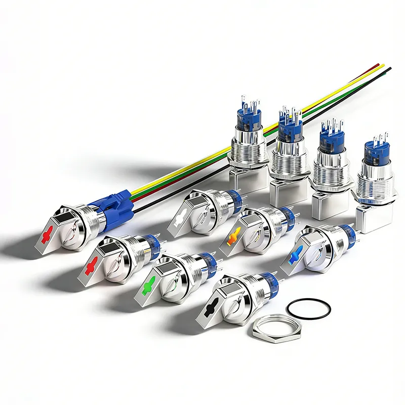 selector switch 22 mm 3 position ip65 5A CNC machine tool mode switching metal ss shell latching maintion rotary switch